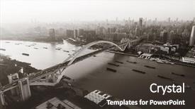  Presentation with china shanghai - Colorful presentation enhanced with shanghai lupu bridge aerial view backdrop and a dark gray colored foreground