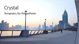  Presentation with morning sunrise - Audience pleasing presentation consisting of shanghai morning before sunrise backdrop and a cool aqua colored foreground