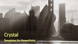  Presentation with china shanghai - Slide deck with shanghai morning with sunny sky background and a  colored foreground