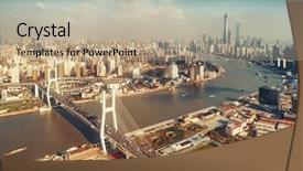  Presentation with china shanghai - Slide set with shanghai nanpu bridge over huangpu background and a mint green colored foreground