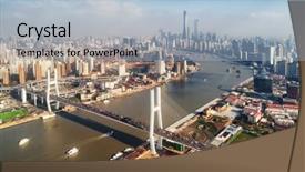  Presentation with china shanghai - Slide set enhanced with shanghai nanpu bridge over huangpu background and a light blue colored foreground
