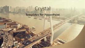  Presentation with china shanghai - Colorful theme enhanced with shanghai-nanpu-bridge-over-huangpu backdrop and a soft green colored foreground