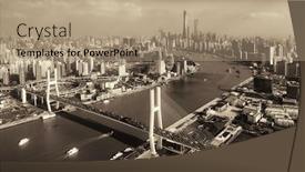  Presentation with china shanghai - Beautiful presentation featuring shanghai-nanpu-bridge-over-huangpu backdrop and a coral colored foreground