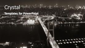  Presentation with china shanghai - Beautiful PPT theme featuring shanghai-nanpu-bridge-over-huangpu backdrop and a dark gray colored foreground