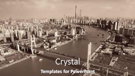  Presentation with china shanghai - Amazing slide set having shanghai-nanpu-bridge-over-huangpu backdrop and a tawny brown colored foreground