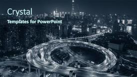  Presentation with shanghai - Audience pleasing presentation theme consisting of shanghai-nanpu-bridge-over-huangpu backdrop and a navy blue colored foreground