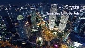  Presentation with china shanghai - Presentation theme consisting of shanghai night view china background and a navy blue colored foreground