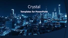  Presentation with china shanghai - Colorful presentation theme enhanced with shanghai-pudong-aerial-night-view backdrop and a navy blue colored foreground