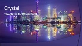  Presentation with street of shanghai on the night - Theme having shanghai skyline at night china background and a  colored foreground
