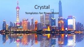  Presentation with shanghai - Colorful presentation enhanced with shanghai skyline at night china backdrop and a light blue colored foreground