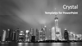  Presentation with shanghai - Amazing presentation theme having shanghai skyline at night backdrop and a gray colored foreground