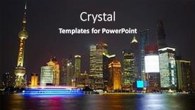  Presentation with shanghai - Beautiful slide set featuring shanghai skyscrapers classical view backdrop and a dark gray colored foreground