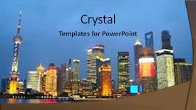  Presentation with shanghai - Cool new slide deck with shanghai skyscrapers classical view backdrop and a light blue colored foreground