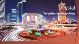  Presentation with street shanghai night - Cool new PPT layouts with shanghai street view at night backdrop and a  colored foreground