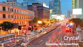  Presentation with busy street - Slide deck having shanghai street view with urban background and a  colored foreground