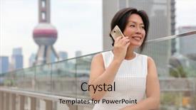  Presentation with phone tower - Audience pleasing presentation theme consisting of shanghai street with pearl tower backdrop and a coral colored foreground