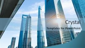  Presentation with financial center - Colorful presentation enhanced with shanghai tower world financial center backdrop and a light blue colored foreground