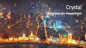  Presentation with shanghai - Presentation theme with shanghai urban architecture over huangpu river at night background and a dark gray colored foreground