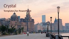  Presentation with shanghai - PPT layouts enhanced with shanghai waitan district with historic background and a lemonade colored foreground