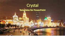  Presentation with shanghai - Slides consisting of shanghai waitan night view background and a tawny brown colored foreground
