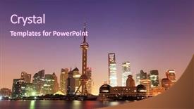  Presentation with shanghai - Presentation design with shanghai with sunrise background and a violet colored foreground