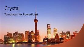  Presentation with shanghai - Cool new slide deck with shanghai with sunrise backdrop and a light blue colored foreground