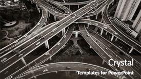  Presentation with bridge overpass - PPT theme featuring shanghai yanan road overpass bridge background and a tawny brown colored foreground