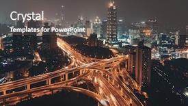  Presentation with bridge overpass - Presentation theme consisting of shanghai yanan road overpass bridge background and a gray colored foreground