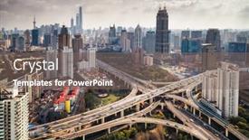  Presentation with bridge overpass - Colorful presentation theme enhanced with shanghai-yanan-road-overpass-bridge backdrop and a violet colored foreground