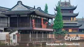  Presentation with shanghai - Slide set consisting of shanghai zhujiajiao town with historic background and a gray colored foreground