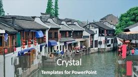  Presentation with eco buildings - Colorful presentation enhanced with shanghai zhujiajiao town with historic backdrop and a gray colored foreground
