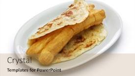  Presentation with chinese food - Presentation theme consisting of shaobing-youtiao-chinese-cruller background and a yellow colored foreground