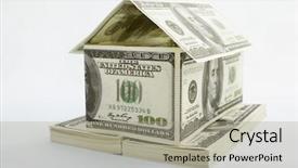  Presentation with white house - Audience pleasing slides consisting of shape made from 100 dollar backdrop and a light gray colored foreground