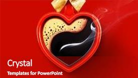  Presentation with postcard - PPT theme enhanced with shape of a heart background and a crimson colored foreground