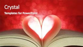  Presentation with heart book - Presentation theme with romance literature - book pages in the shape background and a crimson colored foreground