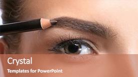  Presentation with shape - PPT layouts enhanced with shape of eyebrow with pencil background and a coral colored foreground