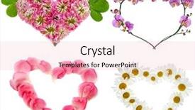  Presentation with pink rose petals - Amazing PPT theme having shape of heart clover backdrop and a lemonade colored foreground