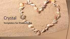  Presentation with sea shells - Beautiful presentation theme featuring shells in shape of heart backdrop and a coral colored foreground