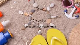  Presentation with sea shells - Slides with shape of sun made background and a coral colored foreground