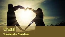  Presentation with love christ christian hands - PPT theme with shape over orange sunset background background and a gold colored foreground