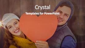  Presentation with clouds in heart shape - Presentation theme consisting of shape paper against pale grey background and a tawny brown colored foreground