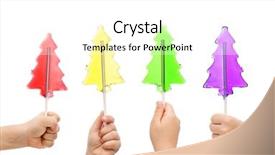  Presentation with christmas candy - Beautiful slide deck featuring shaped candy in children hand backdrop and a white colored foreground