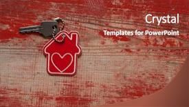  Presentation with keys - Beautiful slide set featuring shaped keychain on wooden background backdrop and a tawny brown colored foreground