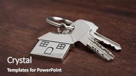  Presentation with real estate - Beautiful presentation theme featuring shaped keychain on wooden background backdrop and a tawny brown colored foreground