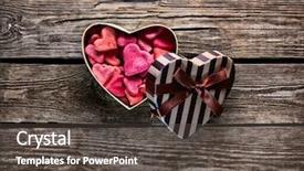  Presentation with valentines day - Beautiful slide set featuring shaped valentines day gift box backdrop and a  colored foreground