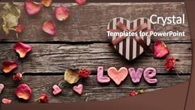  Presentation with heart love - Cool new presentation theme with shaped valentines day gift box backdrop and a tawny brown colored foreground