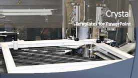  Presentation with machine - Amazing theme having shaper - plastic window working machine backdrop and a  colored foreground