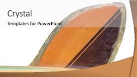  Presentation with vintage - Theme having shaper - vintage 60's surfboard fin isolated background and a  colored foreground