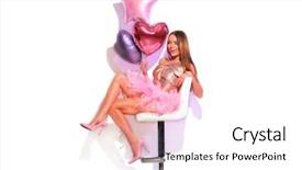  Presentation with girl model - Audience pleasing theme consisting of shapes - beauty fashion model party girl backdrop and a sky blue colored foreground