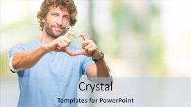  Presentation with hands the shape of a heart - PPT theme featuring shapes - handsome hispanic model man background and a light blue colored foreground